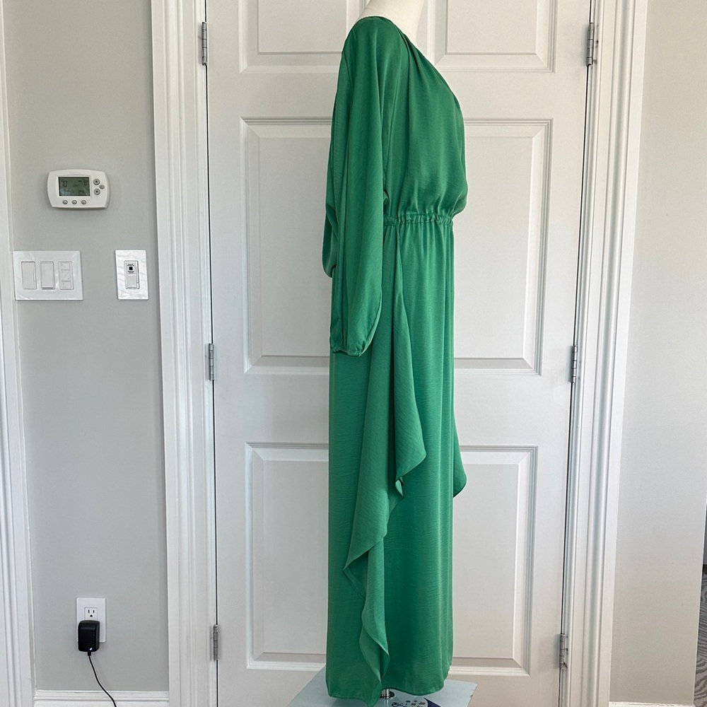 BCBGMaxAzria Carie Kelly Green Drape Bateau Wedding Guest Prom Dress Size S-M-L - Picture 8 of 15